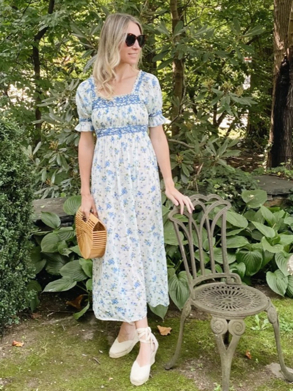 Doen Blue Floral Puff-Sleeve Maxi Dress - Picture 3 of 9